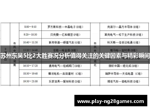 苏州东吴5比2大胜赛况分析值得关注的关键因素与精彩瞬间